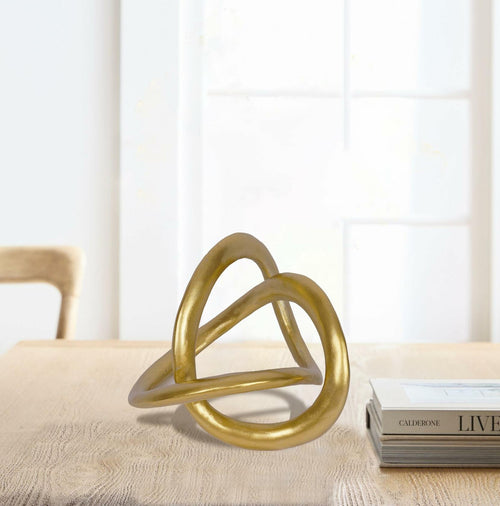 PUHOZN Modern Geometric Round Sculpture Gold Knot Statue Decor Tabletop