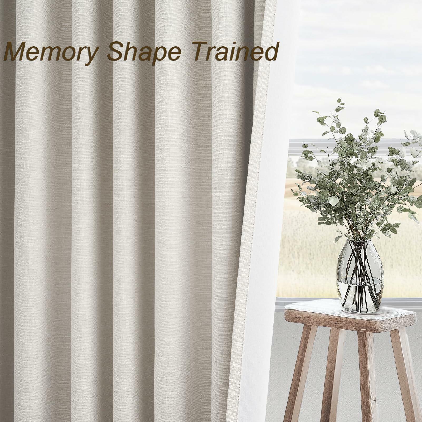 Topfinel Cream Linen Blackout Curtains 84 Inch Long for Bedroom Living Room,