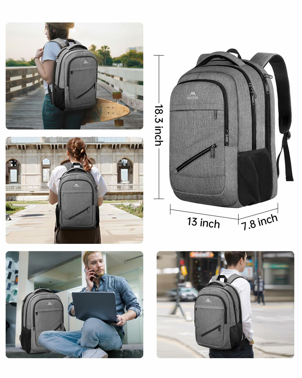 MATEIN Travel Laptop Backpack, 17 Inch Work TSA Approved Carry on Backpack,