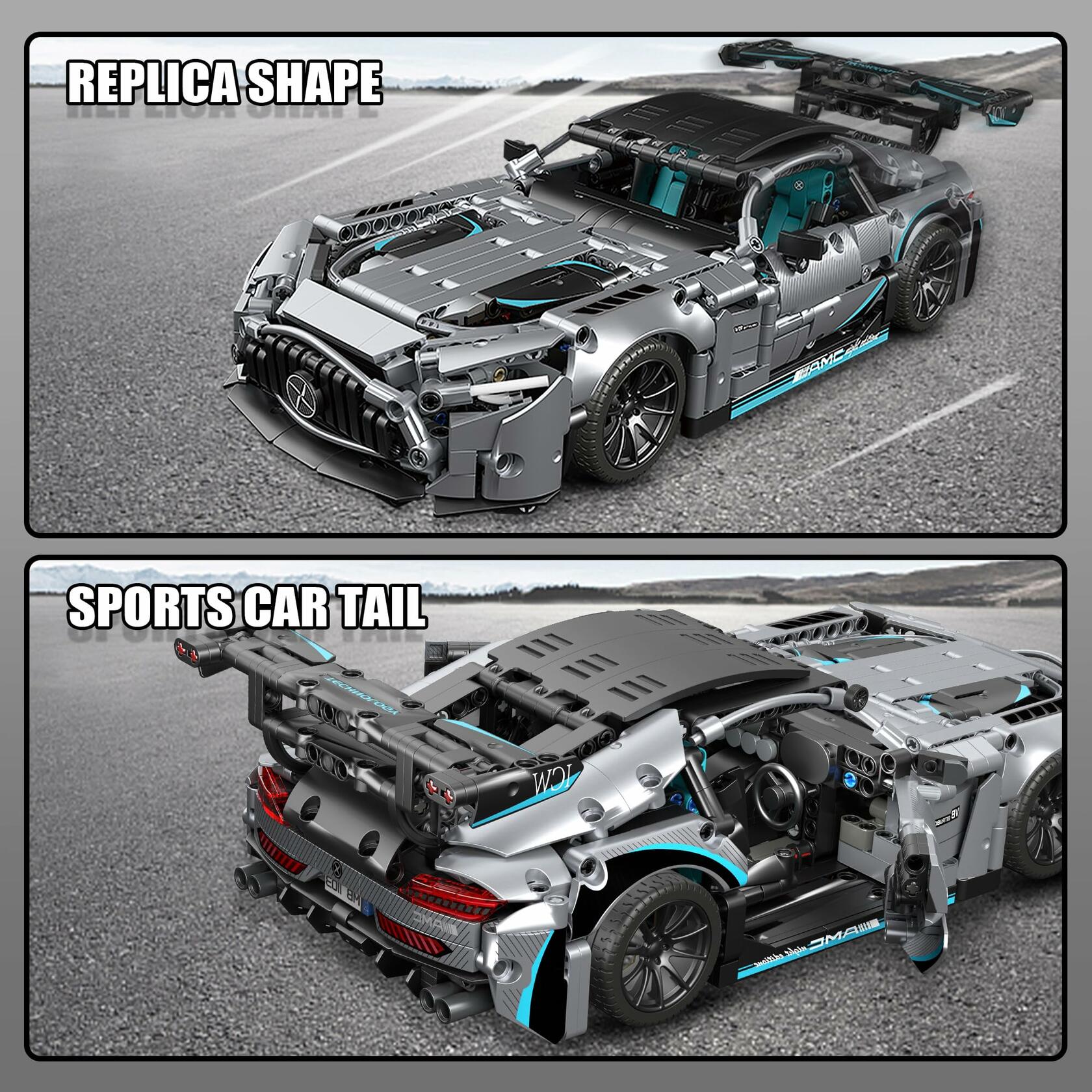 HIGH GODO 1466 Pieces Racing Car Building Kit for Adults,1:14 MOC Super Sports