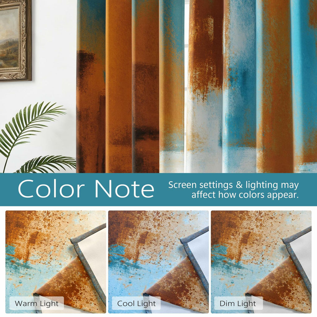 Asuexpect 52x84 Inches Rust Curtains 2 Panels Abstract Curtain Room Darkening