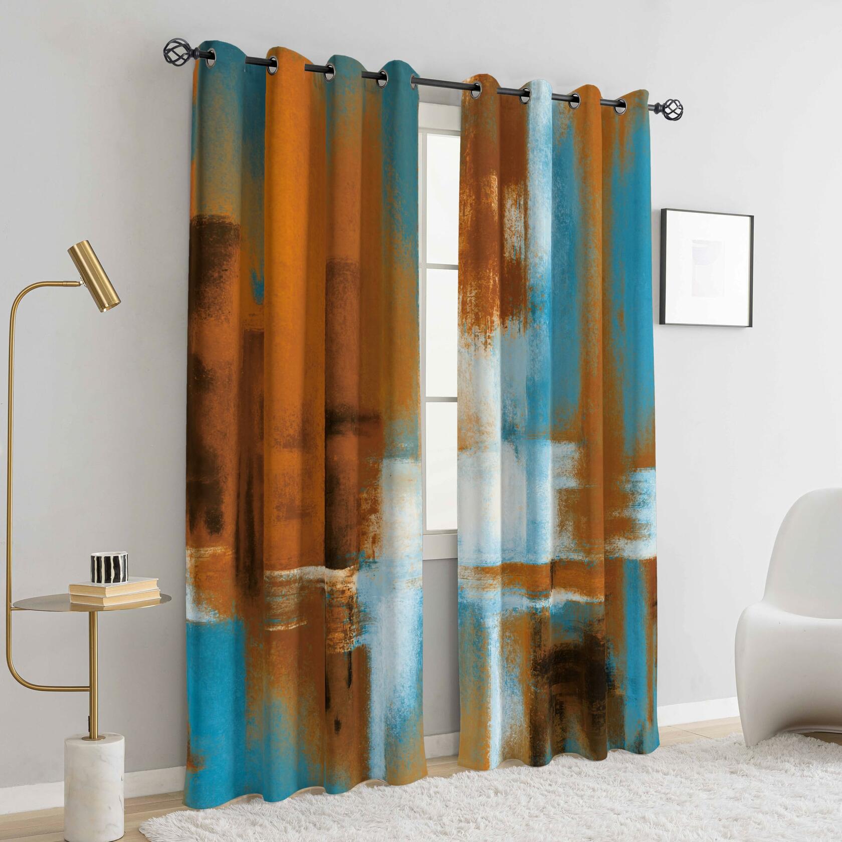 Asuexpect 52x84 Inches Rust Curtains 2 Panels Abstract Curtain Room Darkening