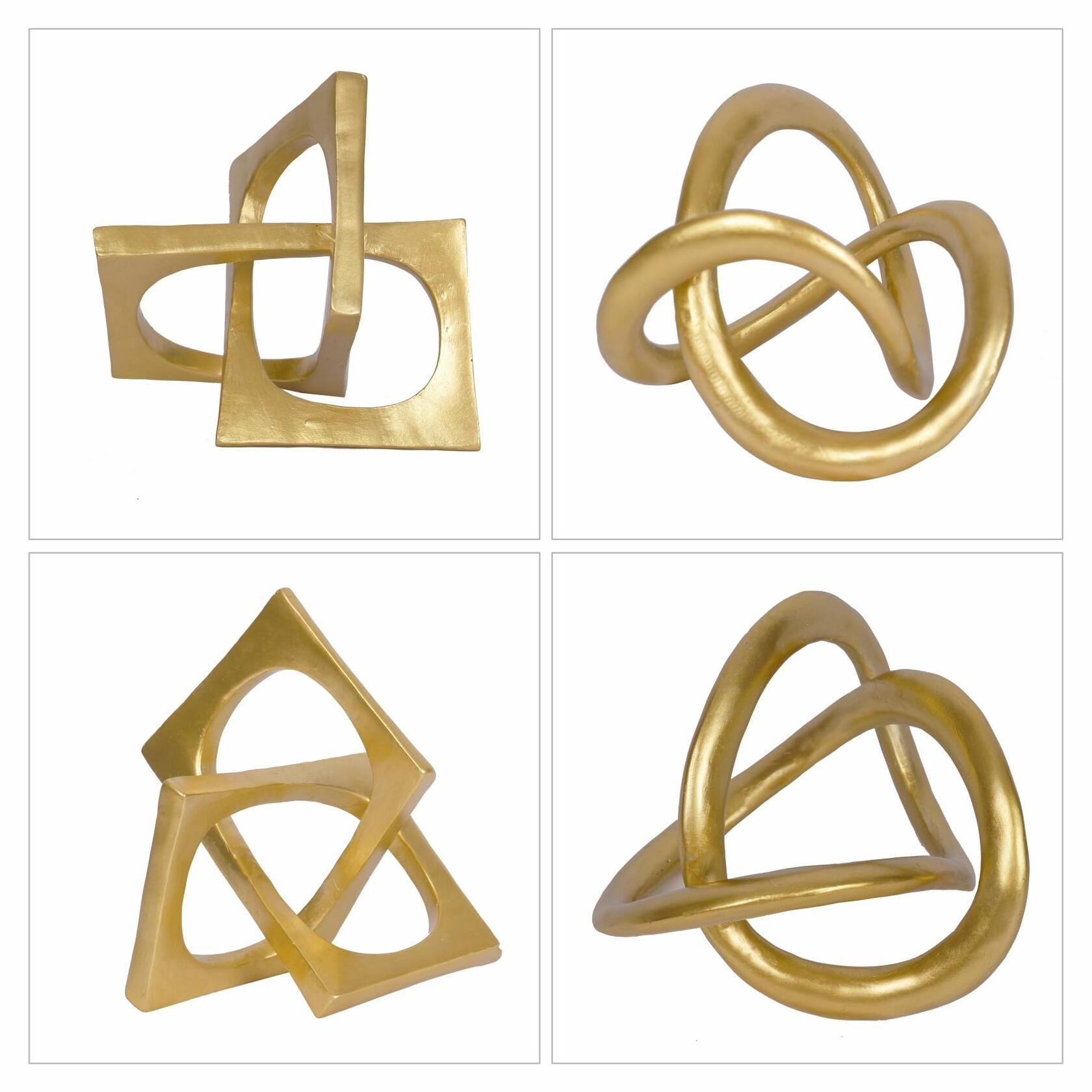 PUHOZN Modern Geometric Round Sculpture Gold Knot Statue Decor Tabletop