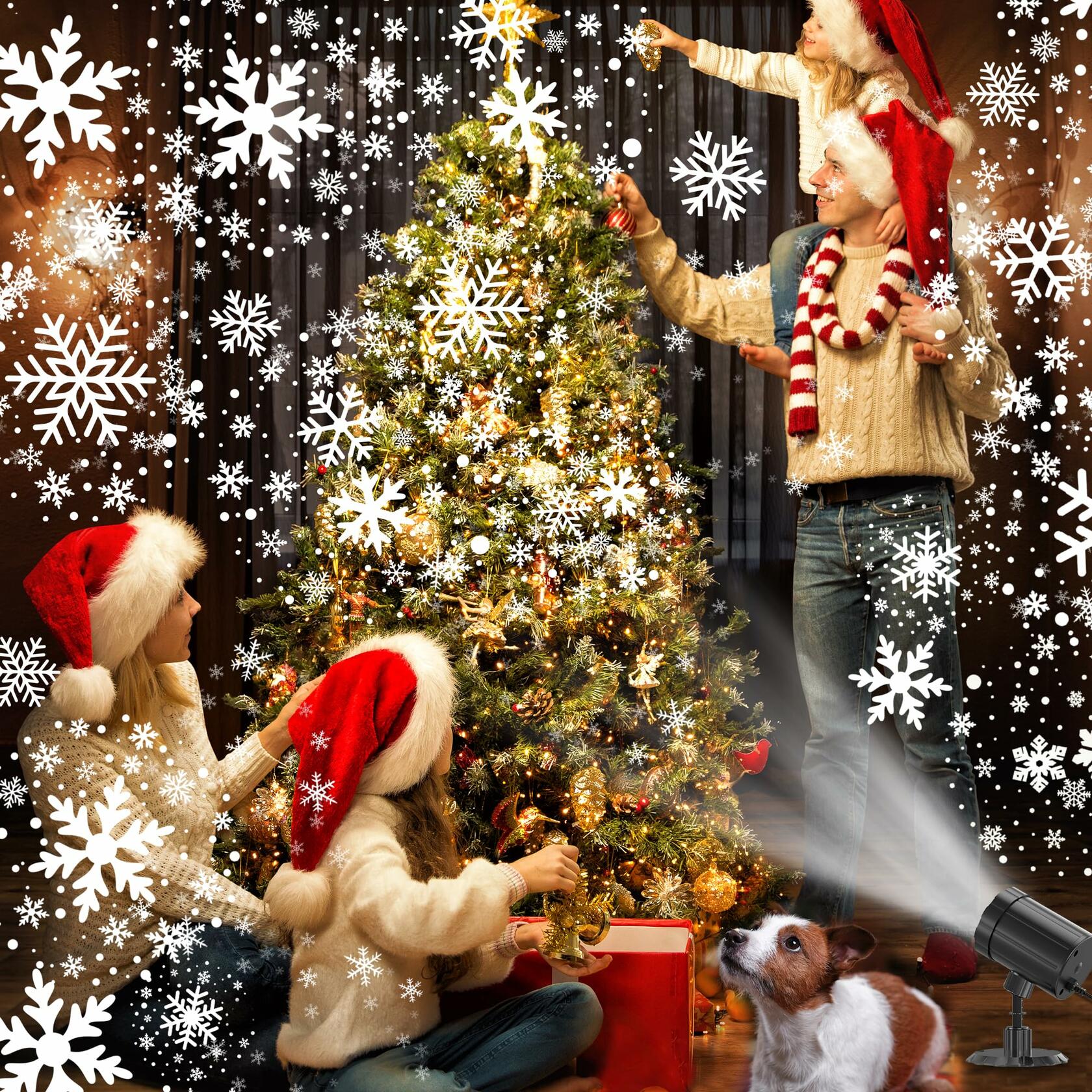 Christmas Projector Lights Outdoor, GUSODOR Dynamic Snowflake Projector IP65