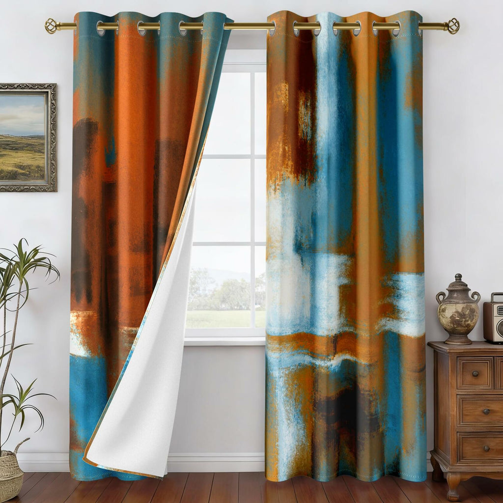 Asuexpect 52x84 Inches Rust Curtains 2 Panels Abstract Curtain Room Darkening