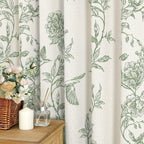 MitoVilla Sage Green Farmhouse Shower Curtain Set, 72" W x 72" L Cotton Floral