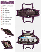 LOVEVOOK 15.6 Inch Laptop Bag for women, Large Waterproof PU Leather Work