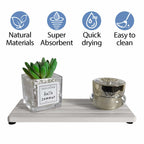 2 PCS Water Absorbing Stone Trays for Bathroom Sink & Kitchen Counter,