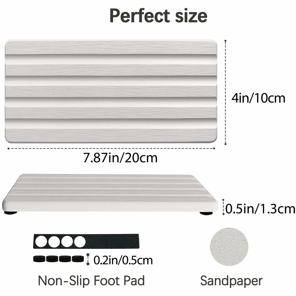 2 PCS Water Absorbing Stone Trays for Bathroom Sink & Kitchen Counter,