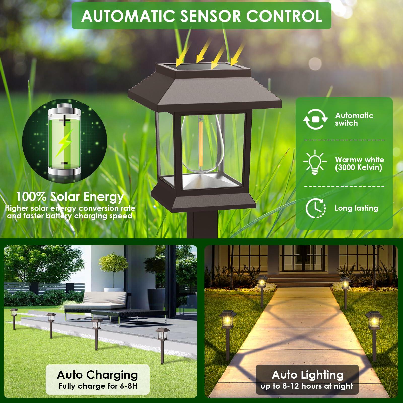 Benany Solar Outdoor Lights, 12 Pack Solar Pathway Lights Waterproof, Landscape