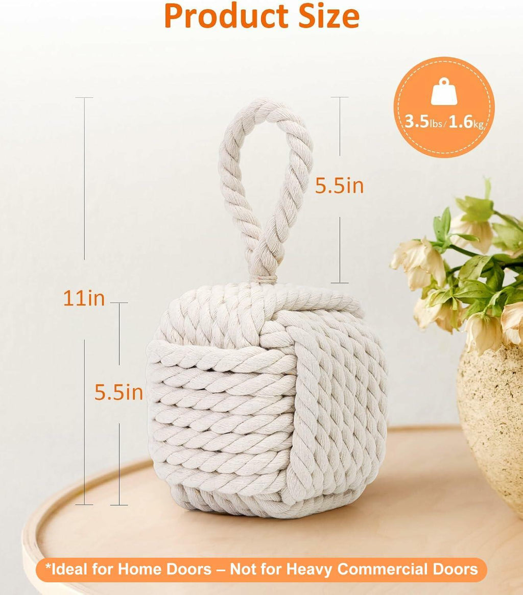 Optish Decorative Door Stoppers for Standard Interior Doors - Cute Rope Knot