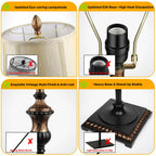 TOBUSA Traditional Floor Lamp, Classic Standing Lamp with Bronze Fabric Shade,