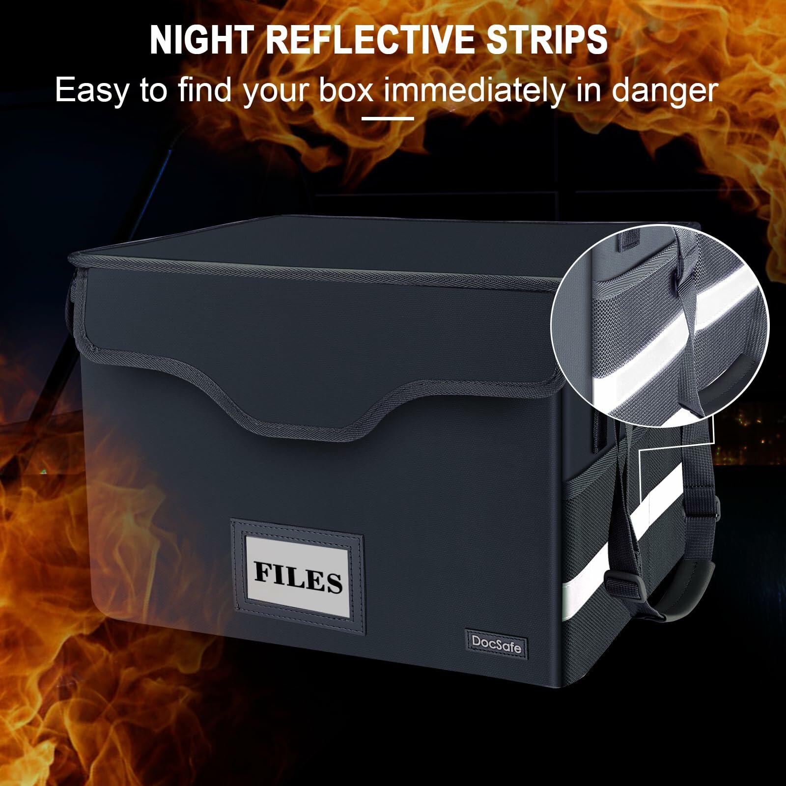 DocSafe Fireproof Document Box with Lock,File Storage Organizer with Zipper