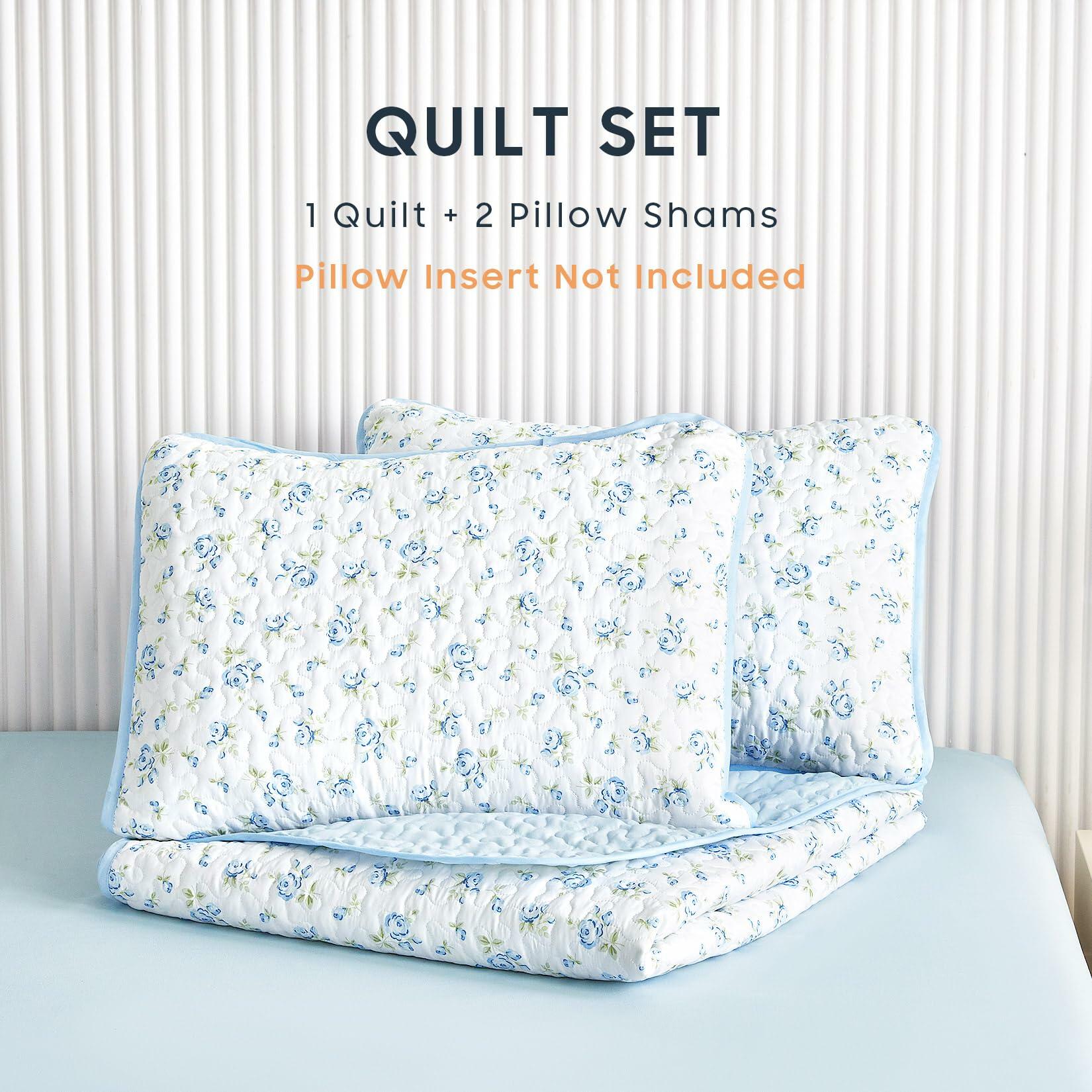 Wake In Cloud - Floral Quilt Set, Coquette Cottagecore Shabby Chic Flower