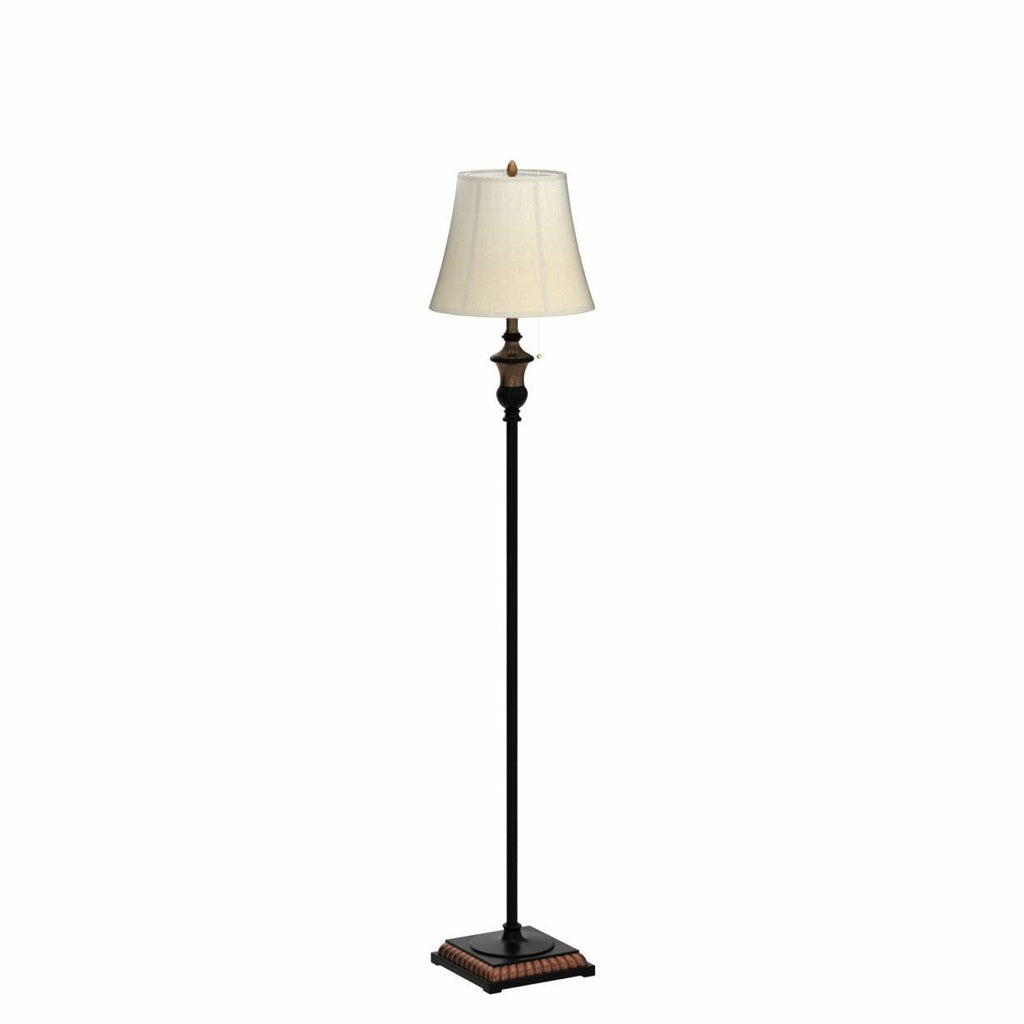 TOBUSA Traditional Floor Lamp, Classic Standing Lamp with Bronze Fabric Shade,