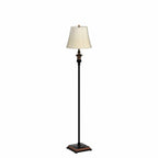 TOBUSA Traditional Floor Lamp, Classic Standing Lamp with Bronze Fabric Shade,