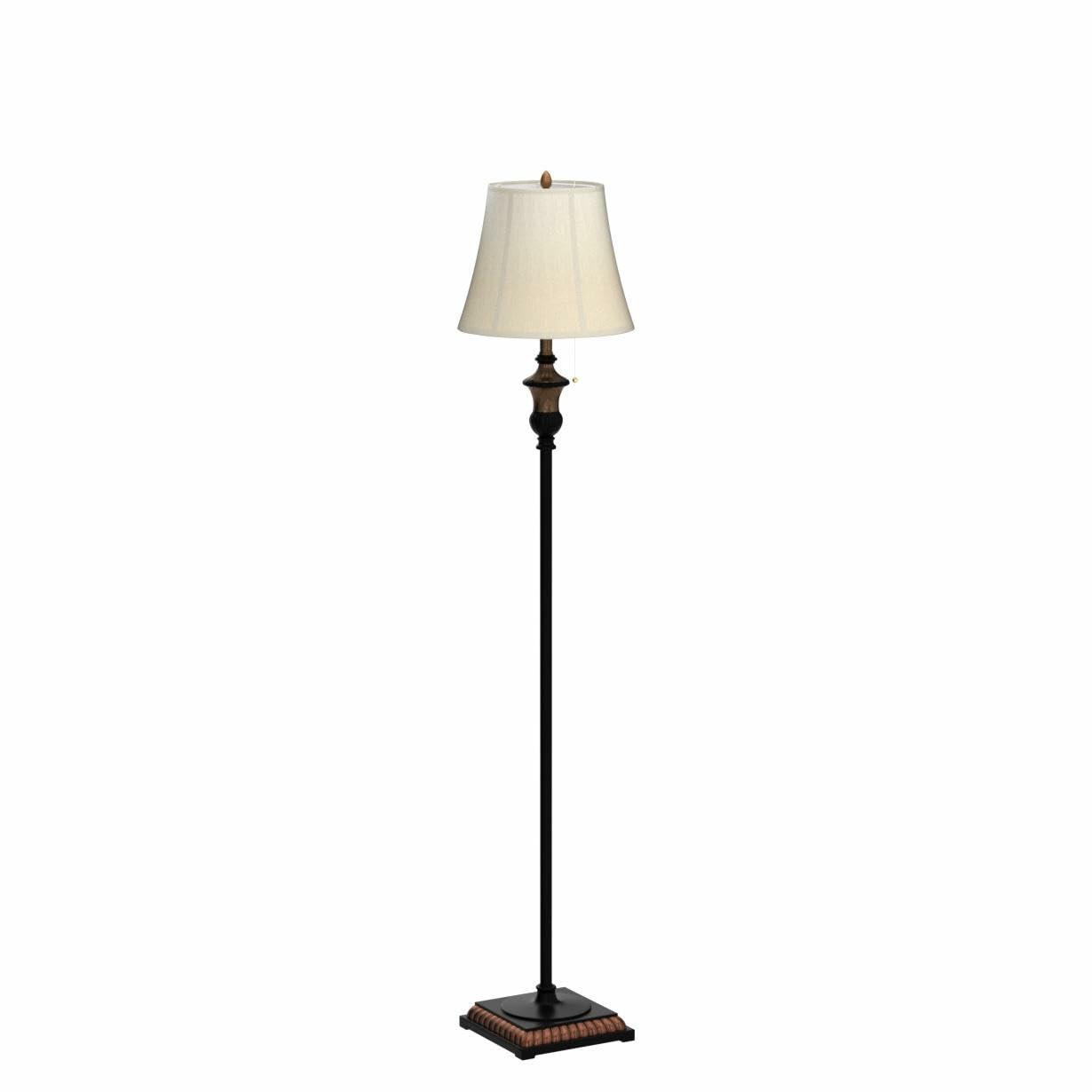 TOBUSA Traditional Floor Lamp, Classic Standing Lamp with Bronze Fabric Shade,