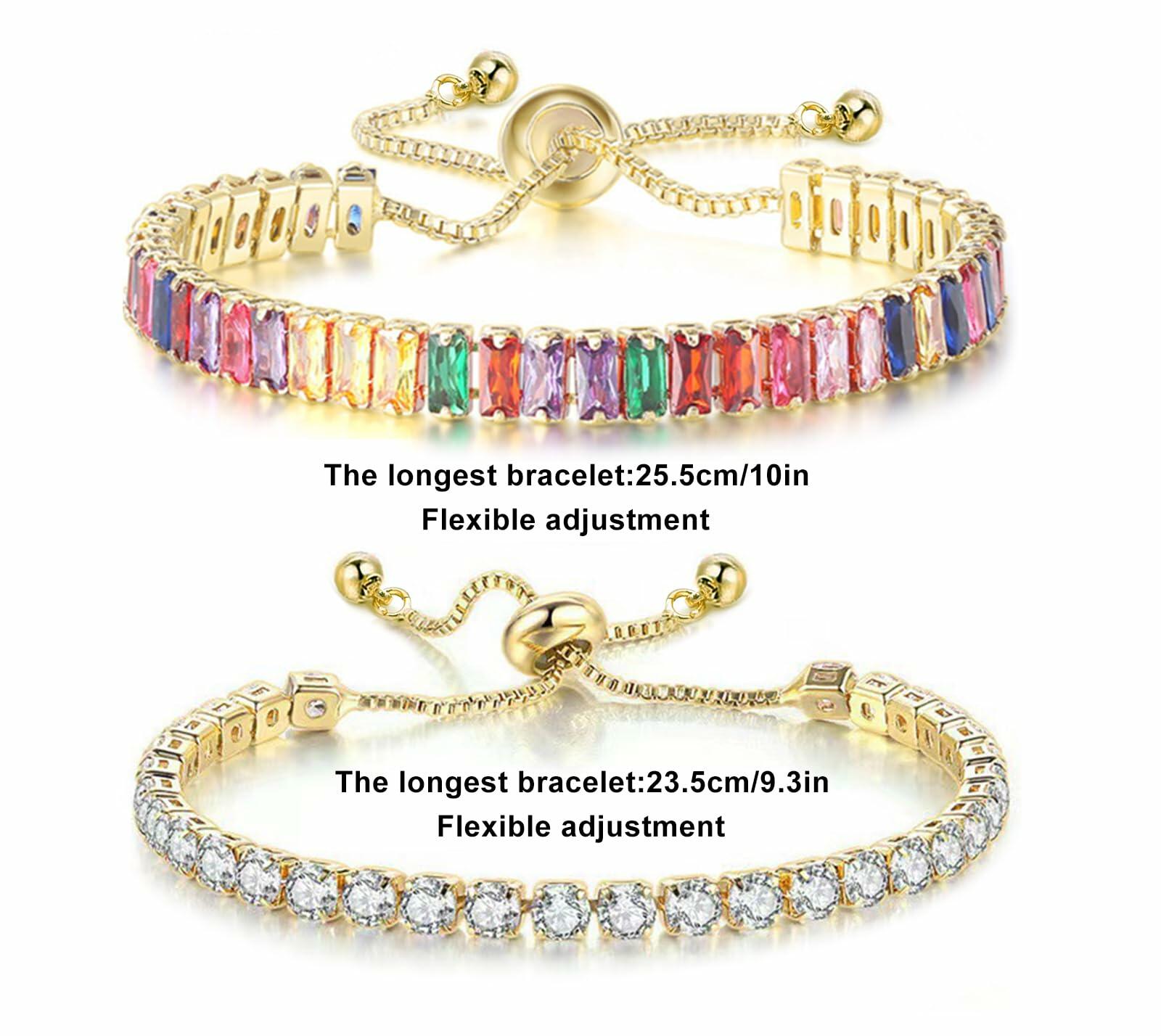 Wovanoo 2 Pieces Tennis Bracelets for Women Cubic Zirconia Bracelet Rhinestone