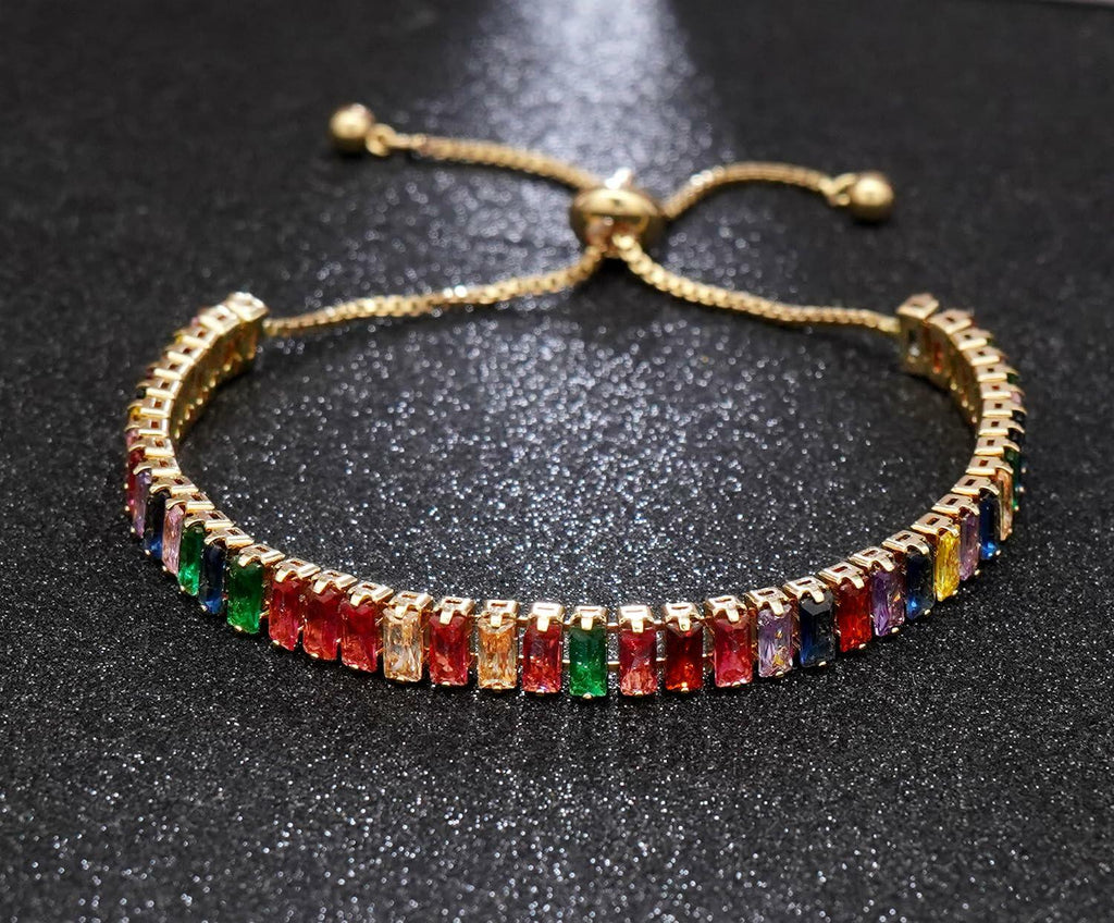 Wovanoo 2 Pieces Tennis Bracelets for Women Cubic Zirconia Bracelet Rhinestone