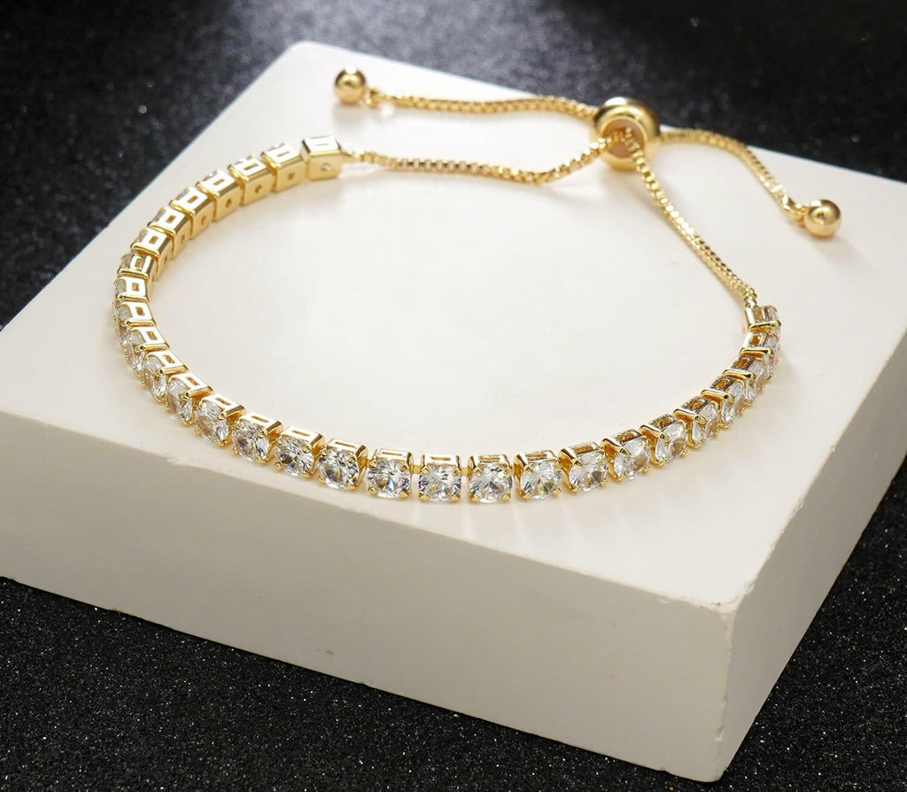 Wovanoo 2 Pieces Tennis Bracelets for Women Cubic Zirconia Bracelet Rhinestone