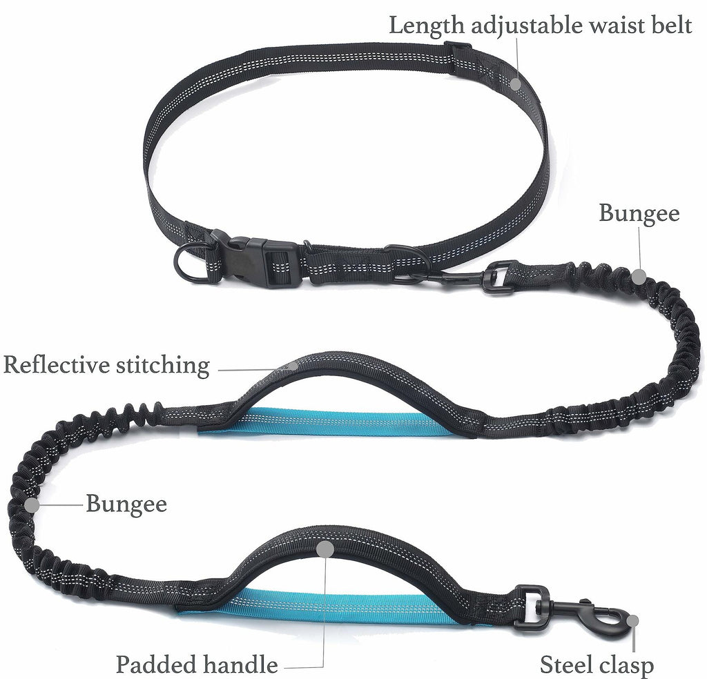 iYoShop Retractable Hands Free Dog Leash - Dual Handle Bungee Waist Leash for