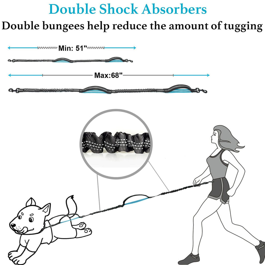 iYoShop Retractable Hands Free Dog Leash - Dual Handle Bungee Waist Leash for