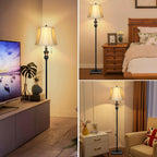 TOBUSA Traditional Floor Lamp, Classic Standing Lamp with Bronze Fabric Shade,
