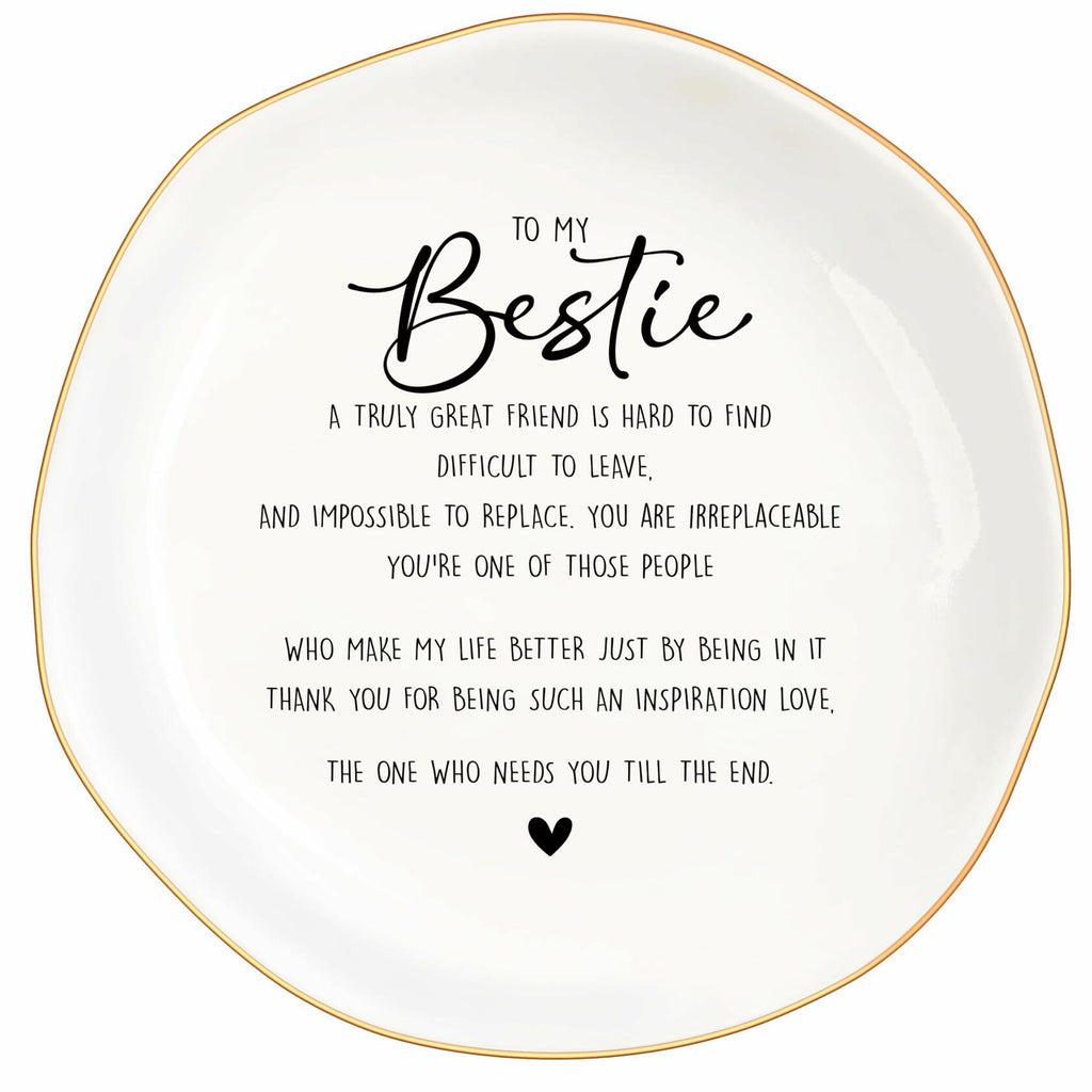 Bestie Gifts for Women Friendship, Jewelry Dish Trinket Tray, Gifts for Friends