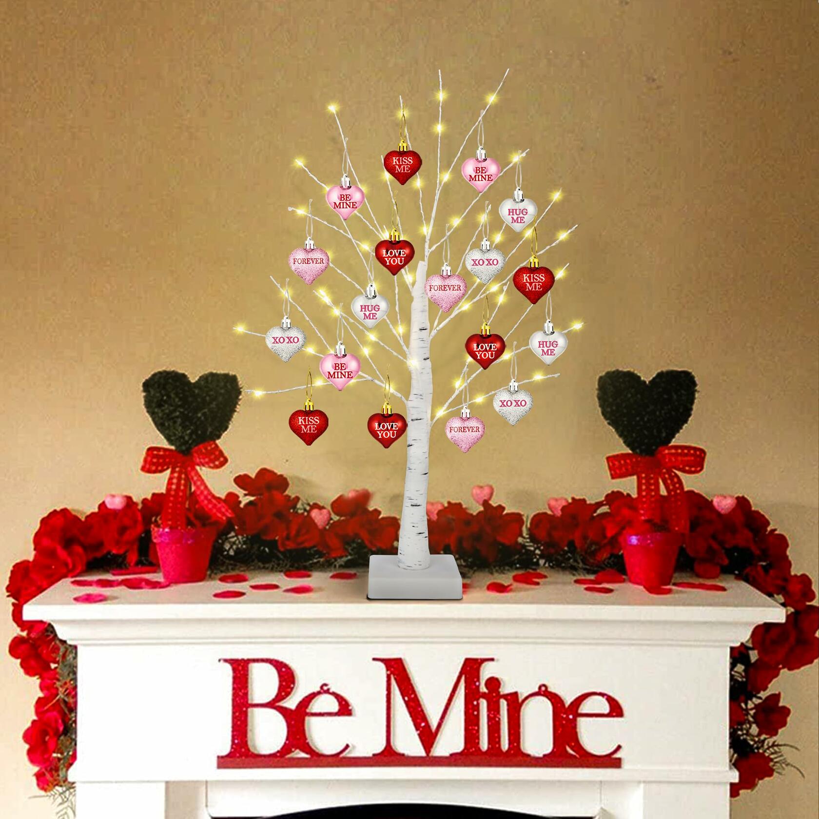 [Timer] Valentines Decor 24 Inch Valentines Decorations Lighted Tree with 18