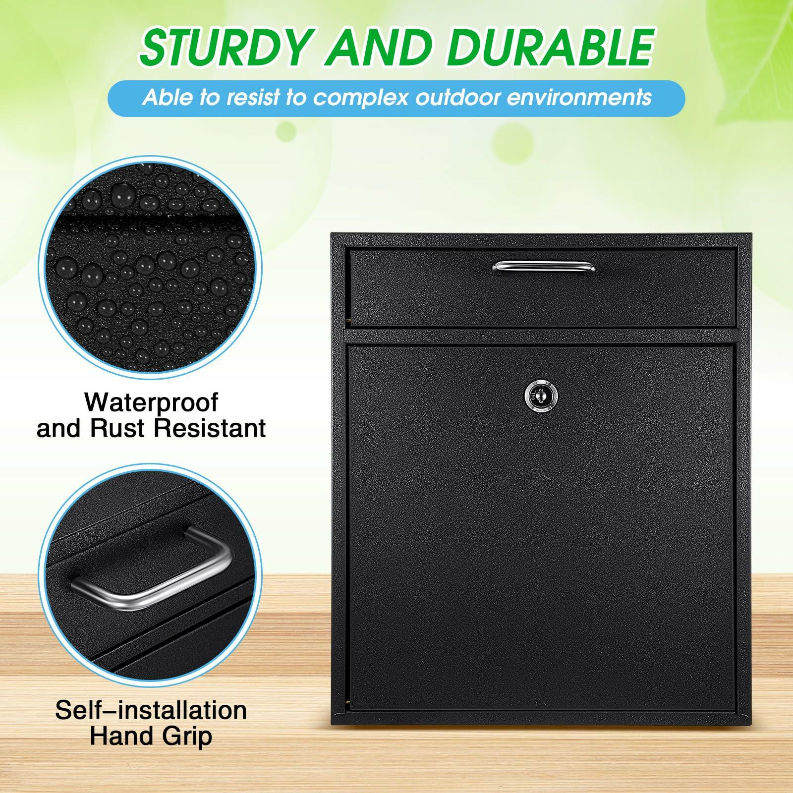 Yaocom Locking Mailbox with Key for Outdoor 12 x 10.5 x 4.7 Inches Large Wall