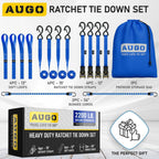 AUGO Ratchet Straps Heavy Duty 4 Pack -15 FT - 2200 LB Break Strength – with