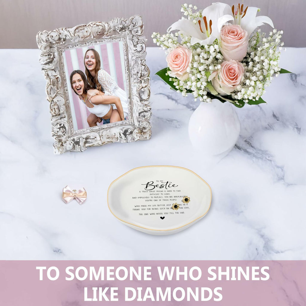 Bestie Gifts for Women Friendship, Jewelry Dish Trinket Tray, Gifts for Friends