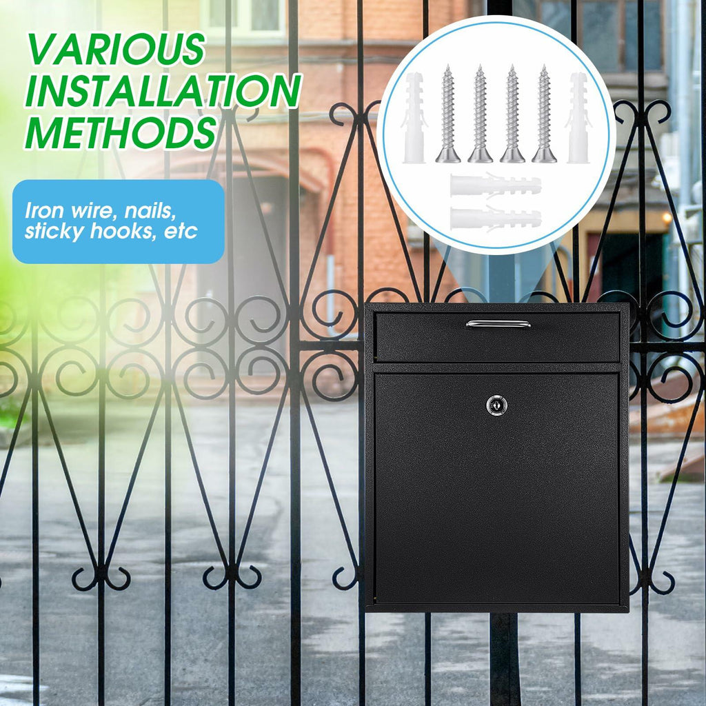Yaocom Locking Mailbox with Key for Outdoor 12 x 10.5 x 4.7 Inches Large Wall
