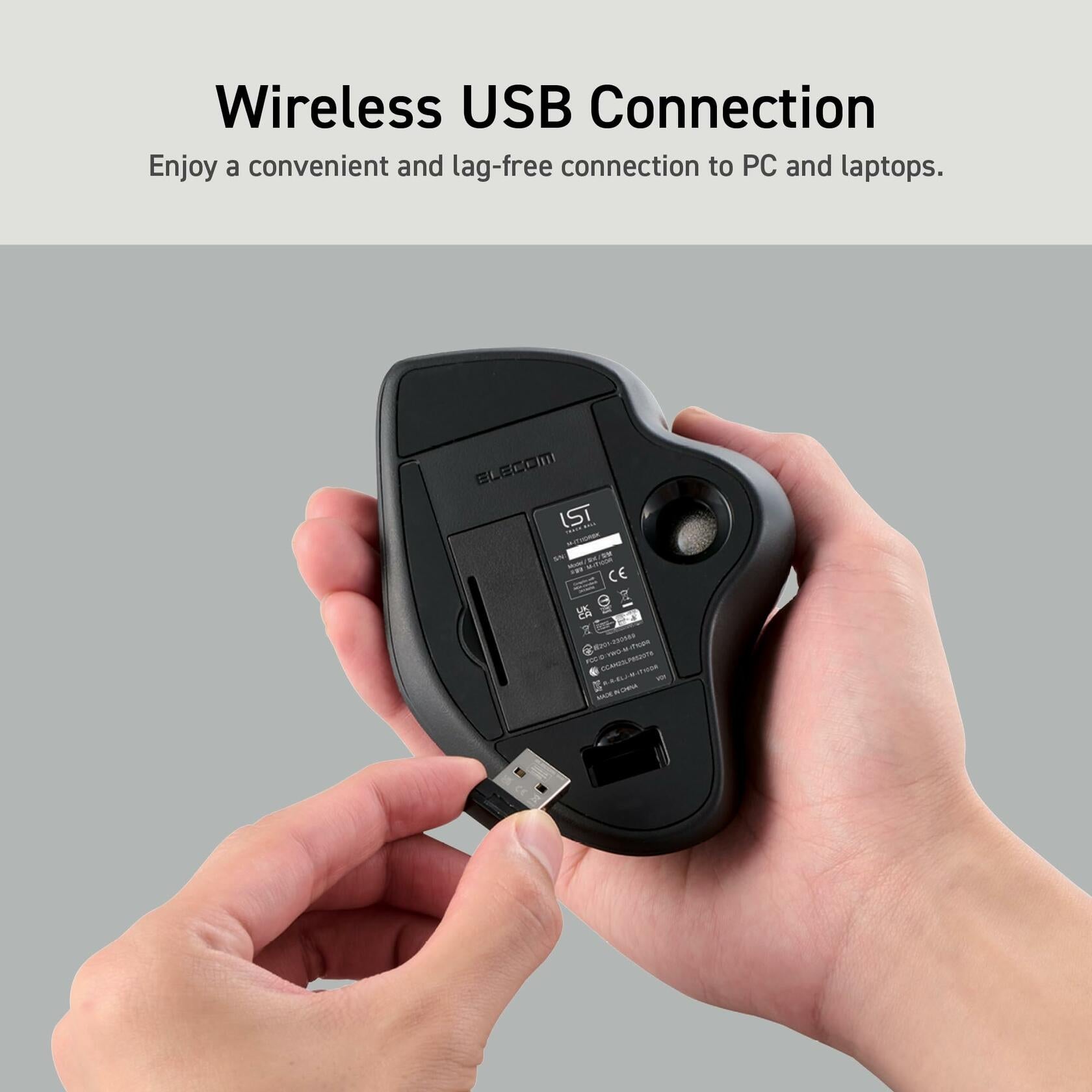 ELECOM Ergonomic Comfort Design Trackball IST Wireless 2.4GHz Connect,