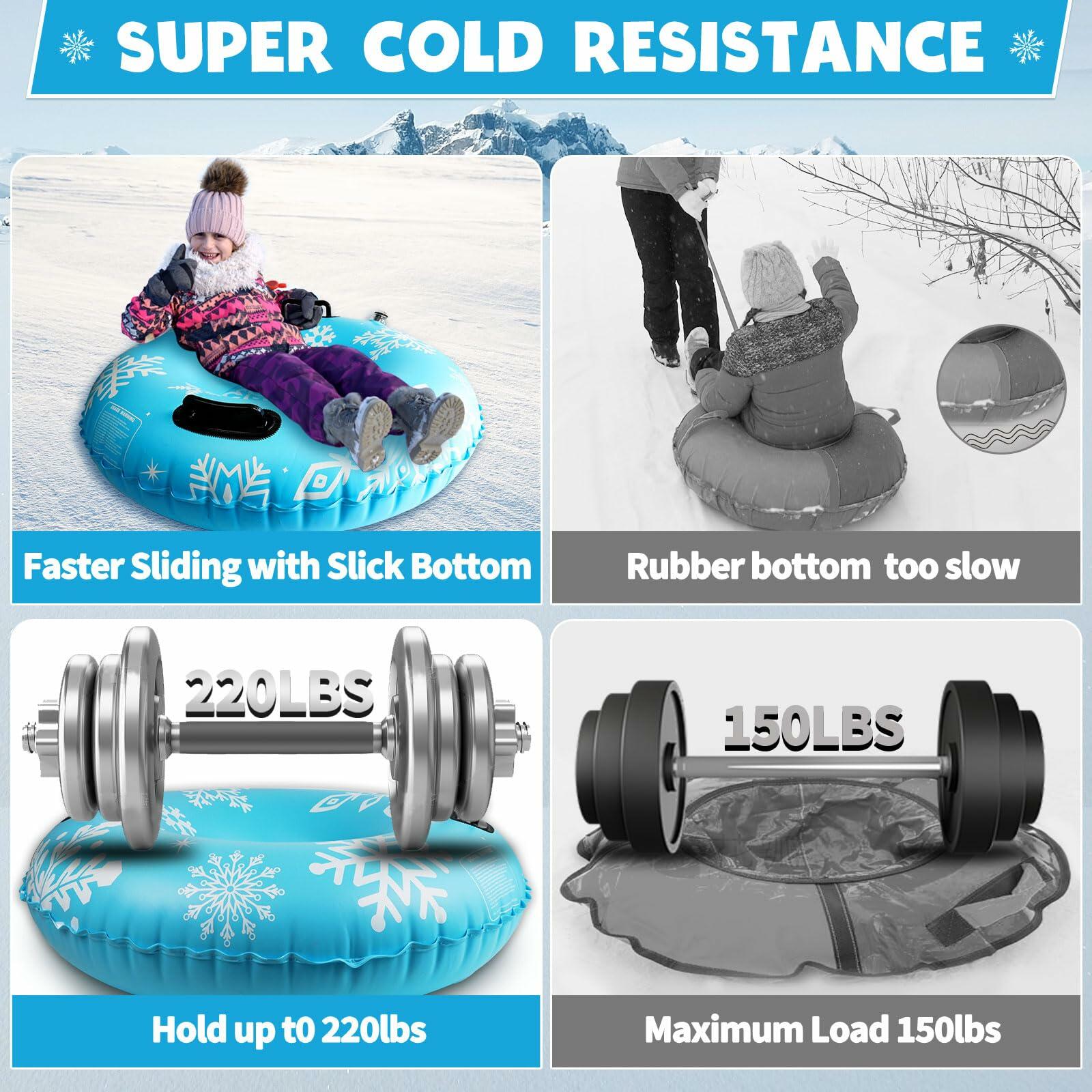 ZMLM Snow Tube for Sledding -2 Pack/3 Pack 36" Inflatable Snow Sled for Kids and