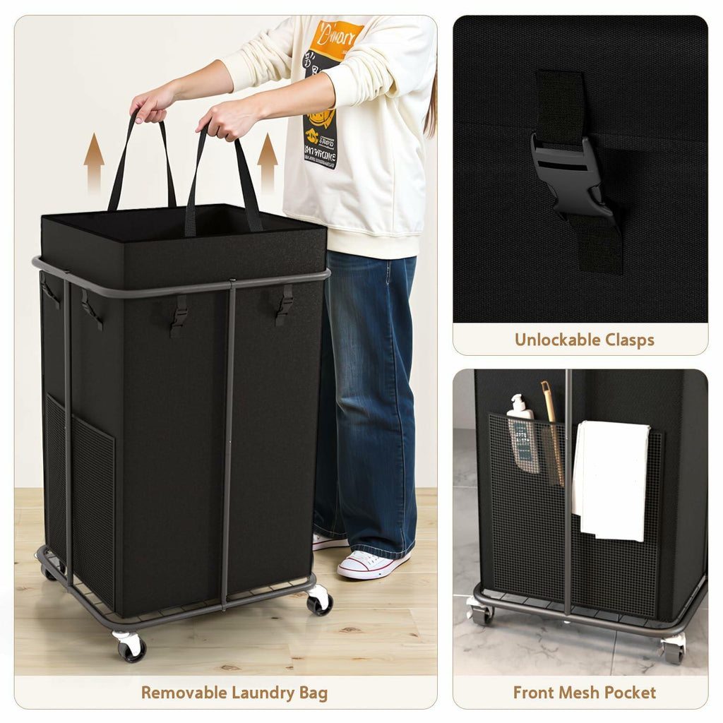 150L Large Laundry Basket with Wheels, Rolling Laundry Hamper with Removable