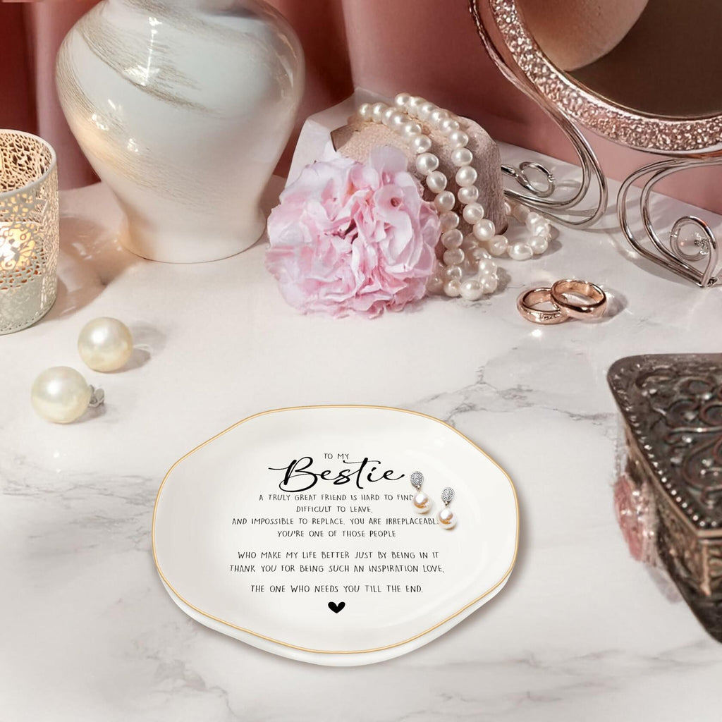 Bestie Gifts for Women Friendship, Jewelry Dish Trinket Tray, Gifts for Friends