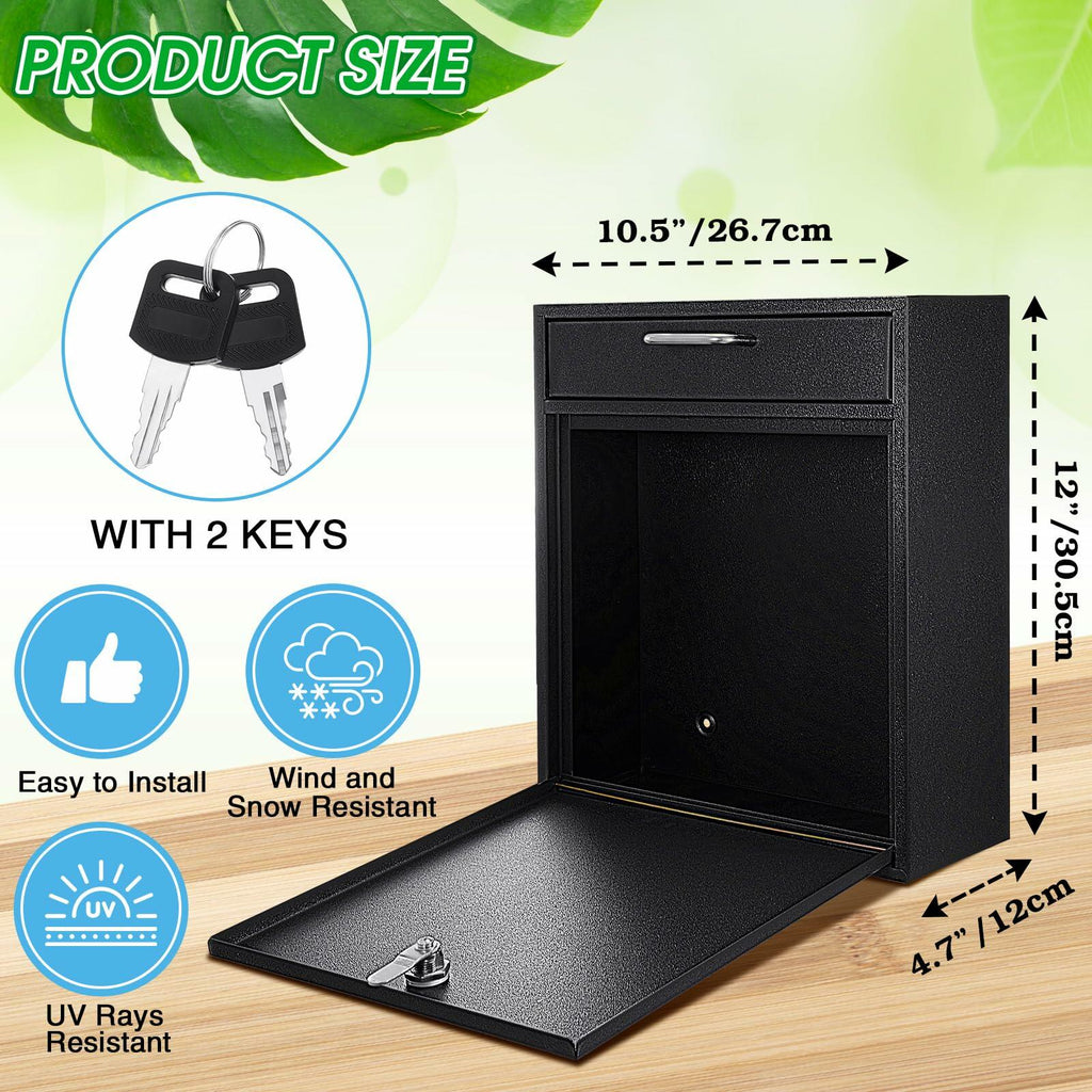 Yaocom Locking Mailbox with Key for Outdoor 12 x 10.5 x 4.7 Inches Large Wall