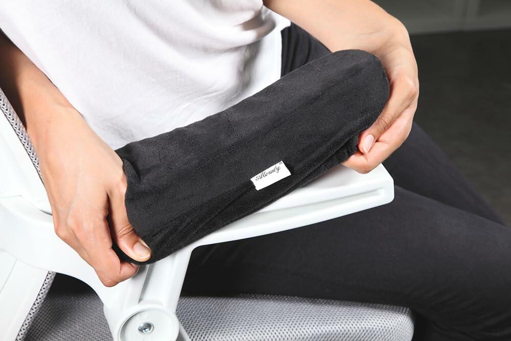 2 PACK Aloudy Ergonomic Memory Foam Office Chair Armrest Pads, Comfy Gaming