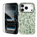 SOKAD Magnetic Sage Floral Phone Case for iPhone 17 Pro, Vintage Green Flower