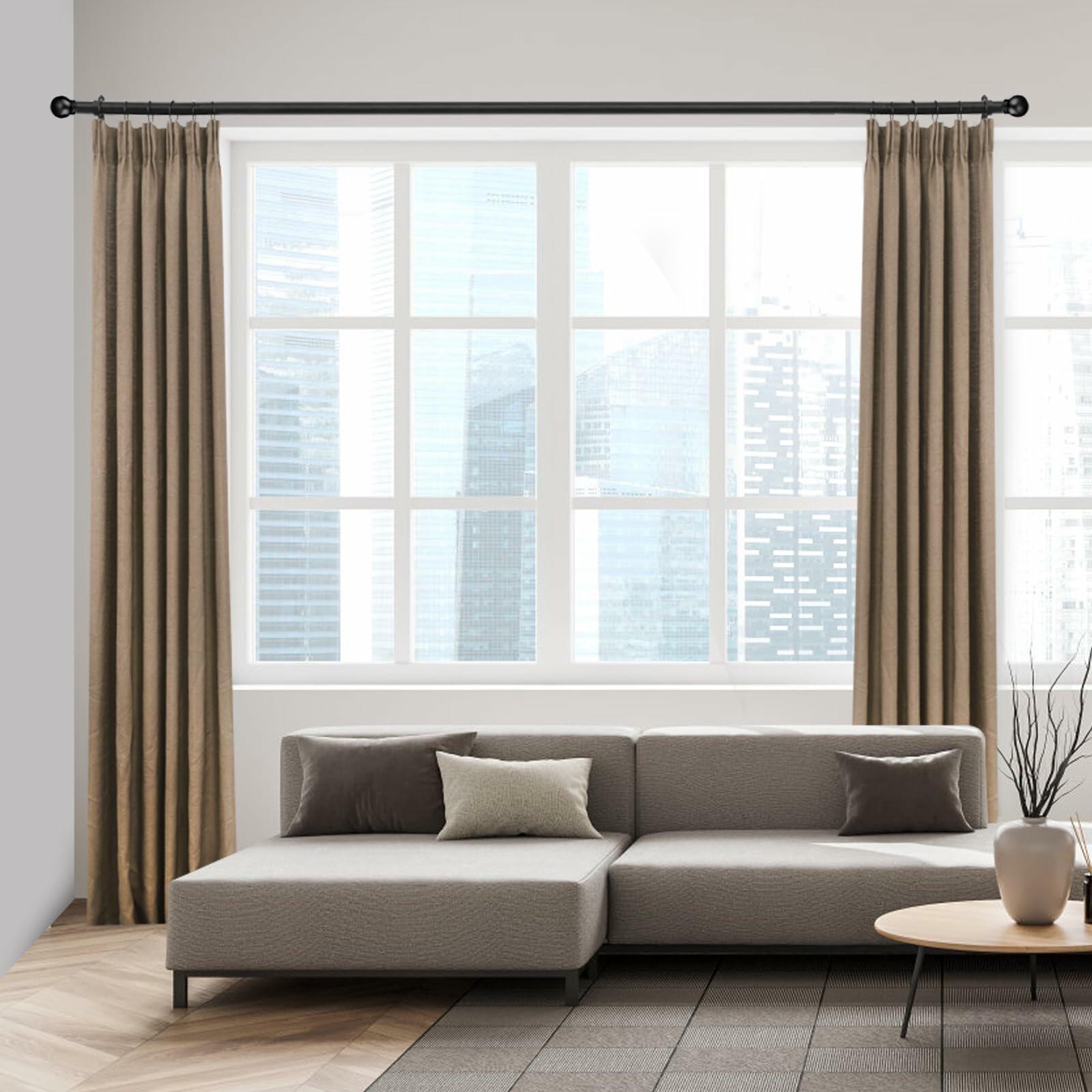 AMZSEVEN Curtain Rods for Windows 16 to 48 Inches, Curtain Rod Max Adjustable