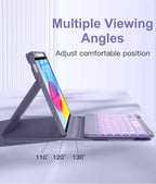 Hamile for iPad 11th 10th Generation Case with Keyboard - 7 Colors Backlit