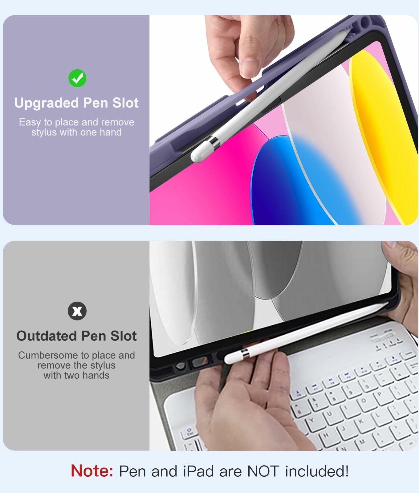 Hamile for iPad 11th 10th Generation Case with Keyboard - 7 Colors Backlit