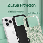 SOKAD Magnetic Sage Floral Phone Case for iPhone 17 Pro, Vintage Green Flower