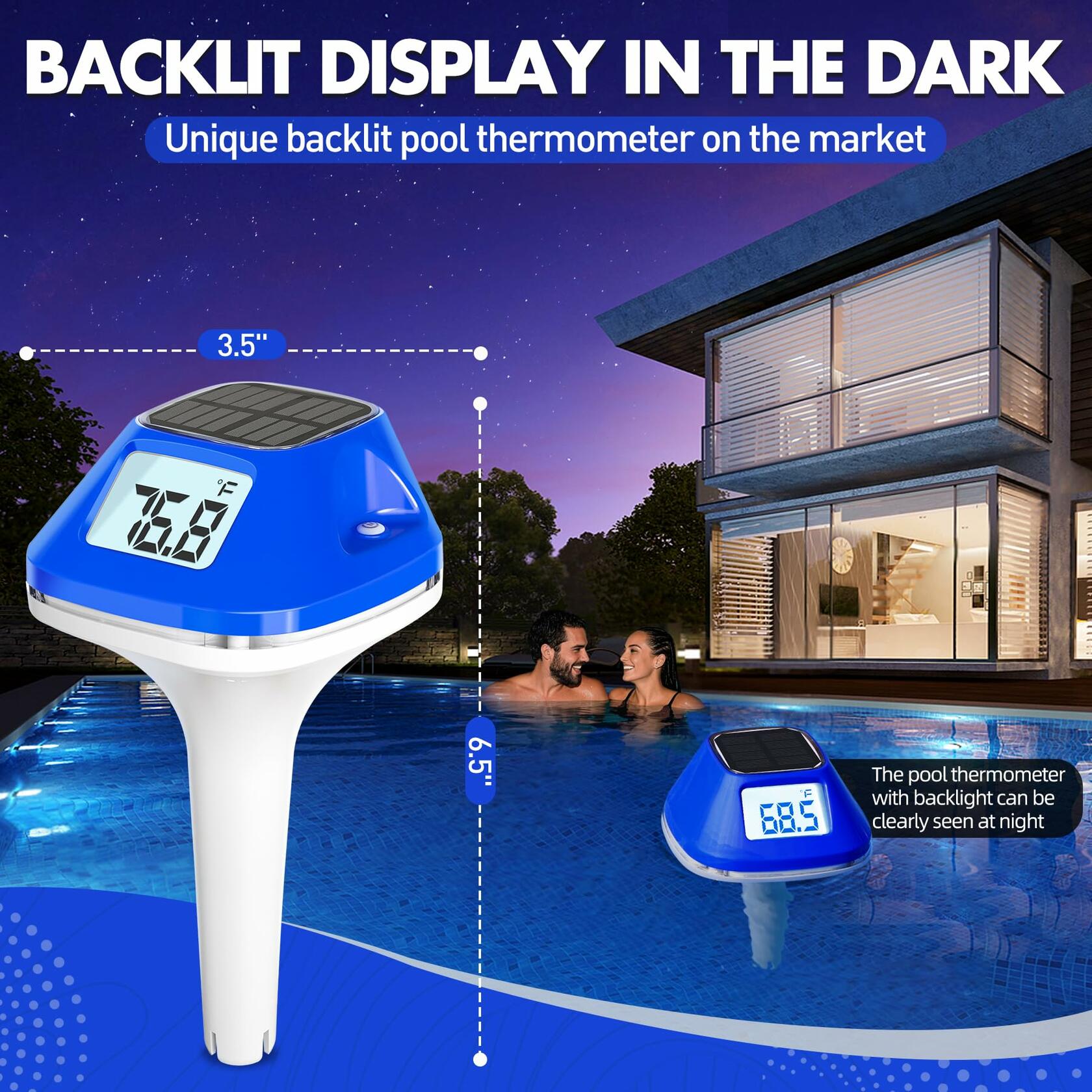 Pircaath 2026 Next-Gen Solar Pool Thermometer Floating Easy Read, Digital Pool