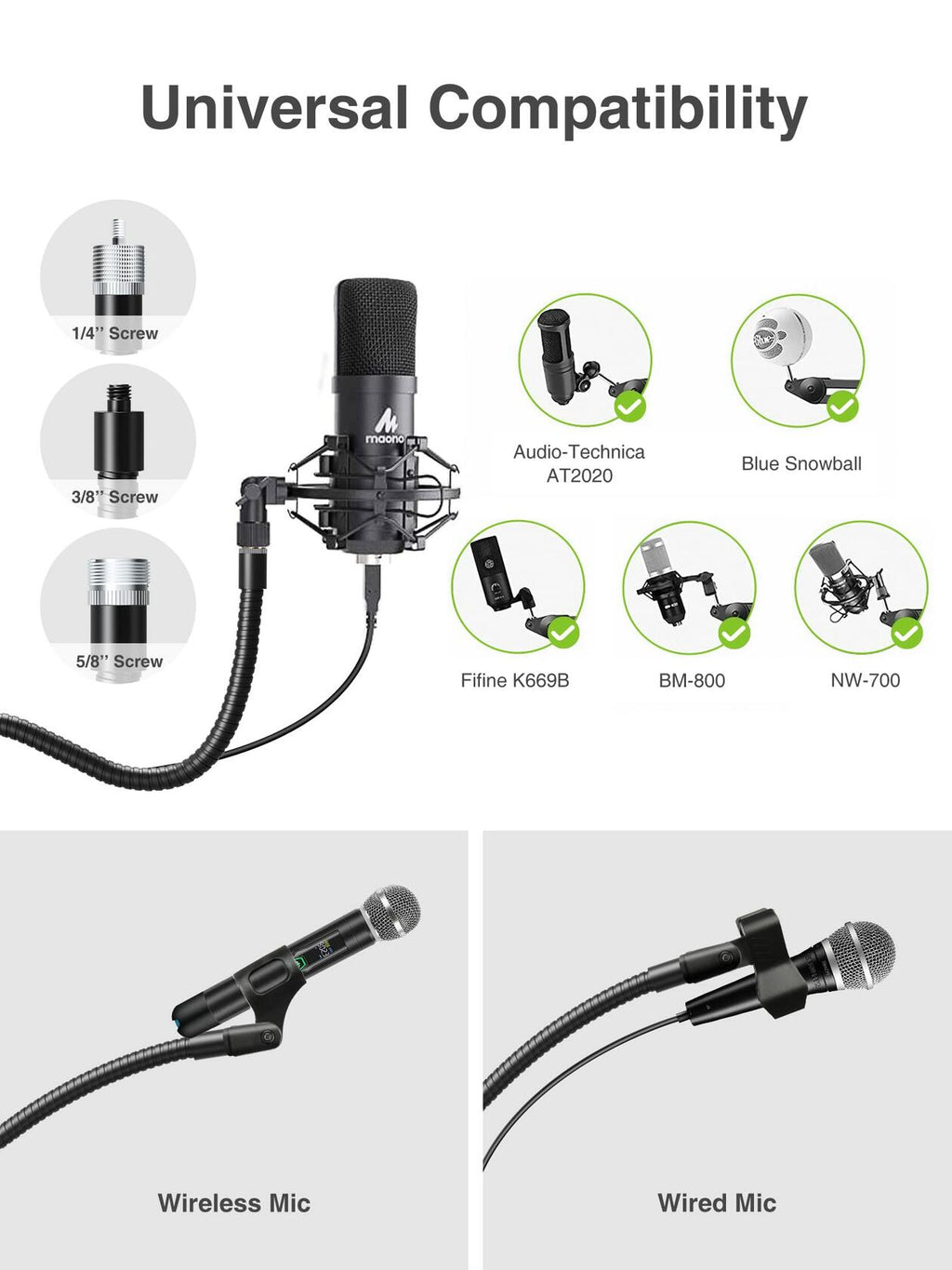 Elitehood Aluminum Foldable Microphone Stand, 82’’ Tall & Height Adjustable Mic