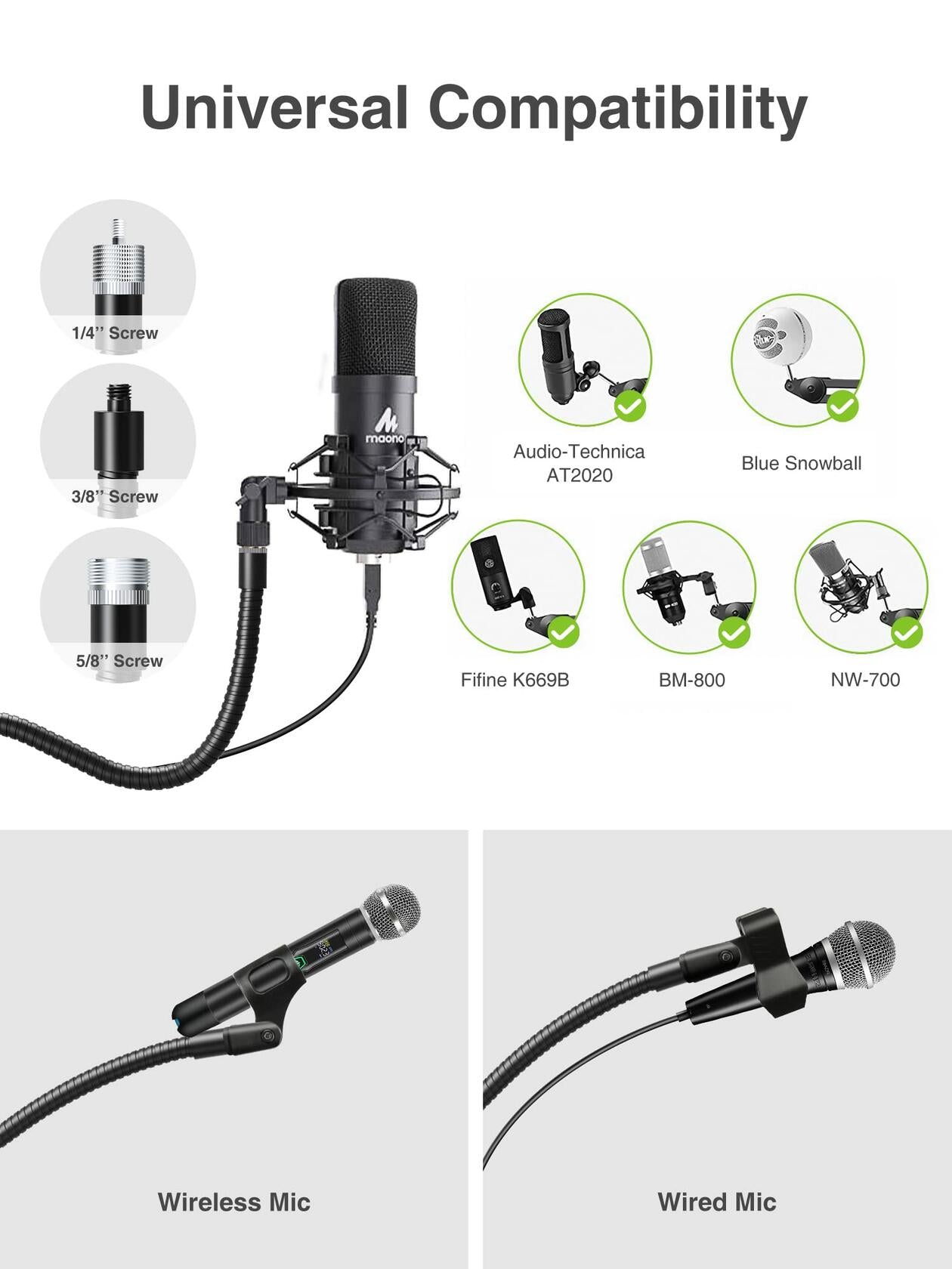 Elitehood Aluminum Foldable Microphone Stand, 82’’ Tall & Height Adjustable Mic