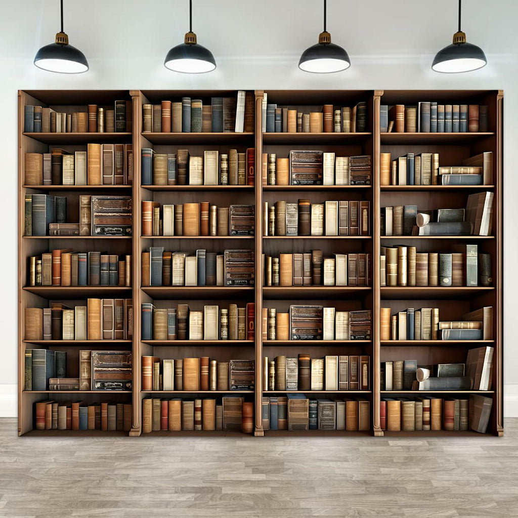 ASDCXZ 10x8ft Bookshelf Backdrop Vintage Bookcase Theme Photography Background