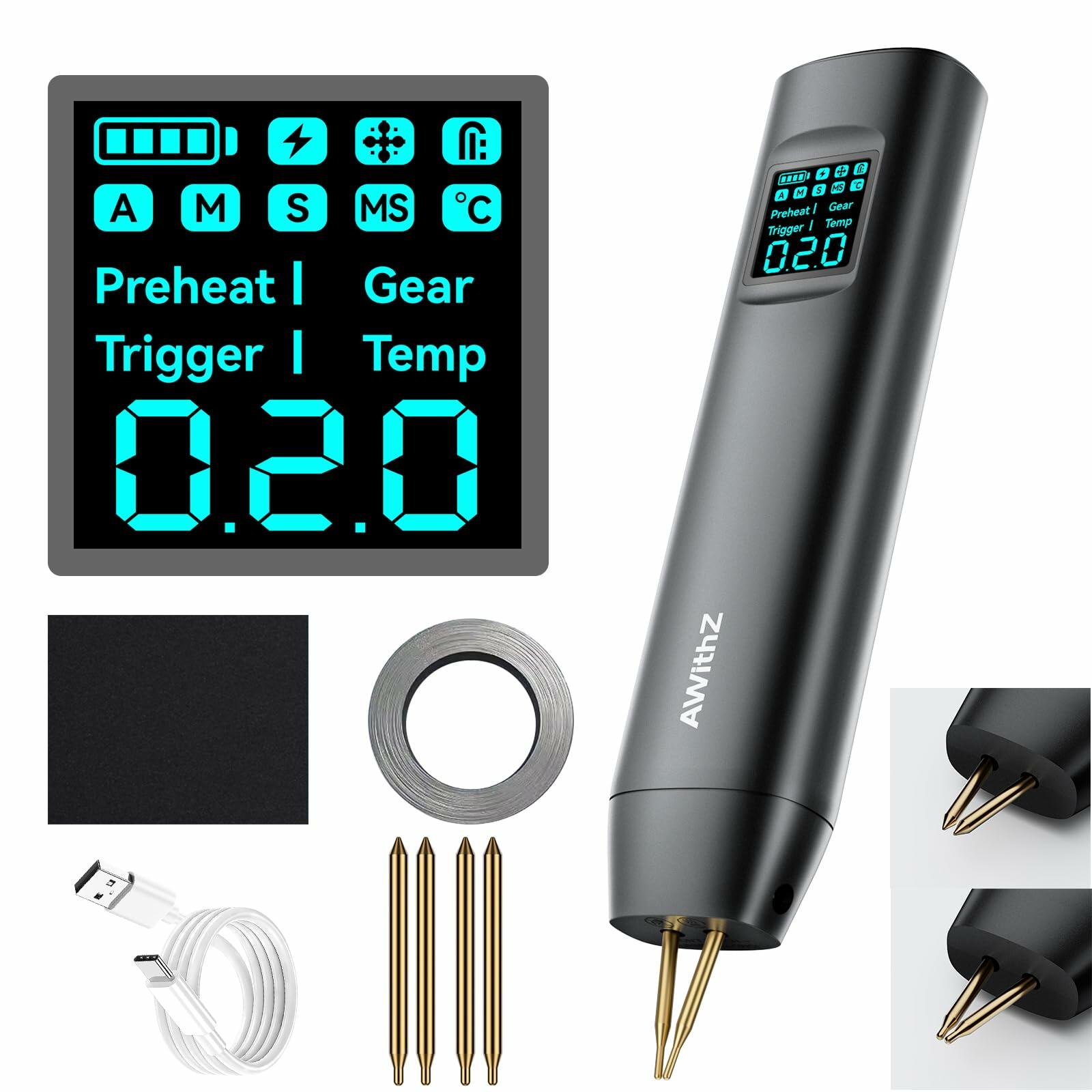 HD2 AWithZ Spot Welder with Double-Ended & Replaceable Tips - 90-Level Dual