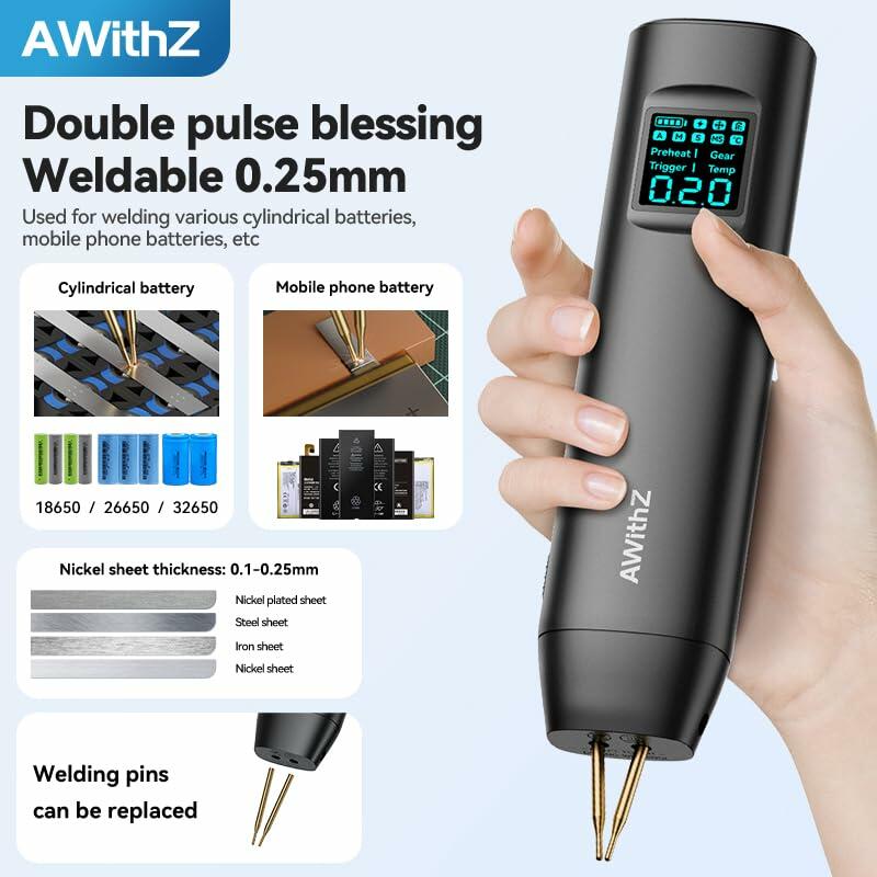 HD2 AWithZ Spot Welder with Double-Ended & Replaceable Tips - 90-Level Dual
